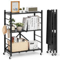 VEVOR 3-Tier Foldable Storage Shelf, 28W x 13D x 36H Inch Folding Metal Rack Shelving Unit, No Assembly Organizer Shelf with 5 W