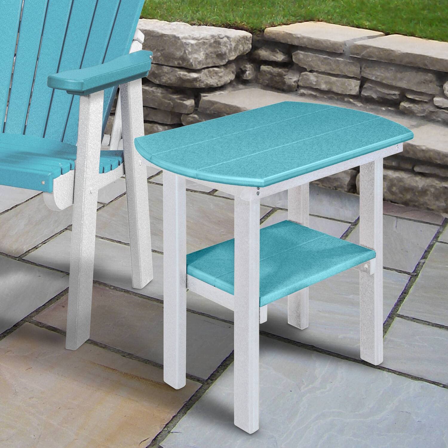 American Furniture Classics 525ARW Oval End Table, Aruba Blue and Black