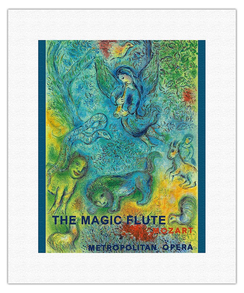 The Magic Flute - Mozart - Metropolitan Opera - Vintage Opera Poster by Marc Chagall c.1966 - Fine Art Rolled Canvas Print 11in 