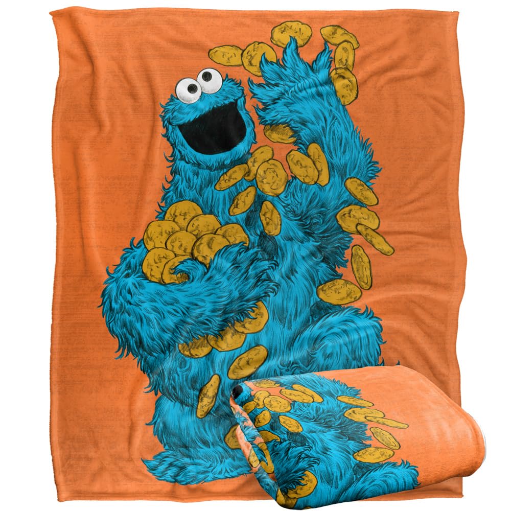 Sesame Street Blanket, 60 x80  Cookie Monster Painted Silky Touch Super Soft Throw Blanket