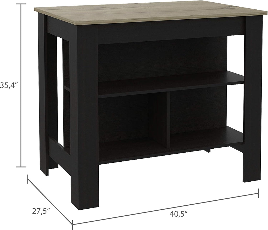 Delos 40Kitchen Island Black-Light Oak