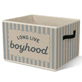 FSTCSV Long Live BoyHood Storage Bin, Boy Nursery Decor Collapsible Storage Bin, Blue Striped Boy Decorative Organization Boxes 