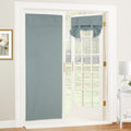 Ryb Home Linen Blended French Door Shades Self Adhesive, Privacy Room Darkening Glass Door Window Curtains For Kitchen Patio Door Sidelight Curtain Tie Up Shades, W 34 X L 69 Inch, 1 Pc, Stone Blue