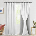 Hiasan Blackout Curtains with White Sheer Overlay, Mix & Match Double Layer Thermal Insulated Room Darkening Curtains for Bedroo