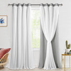Hiasan Blackout Curtains with White Sheer Overlay, Mix & Match Double Layer Thermal Insulated Room Darkening Curtains for Bedroo