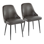 Marcel Contemporary Dining Chair With Black Frame And Grey Faux Leather By Lumisource - Set Of 2