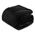 Exclusivo Mezcla Black Fleece Queen Size Blanket For Bed, 90X90 Inches Soft Cozy 3D Decorative Jacquard Flannel Blankets, Lightw