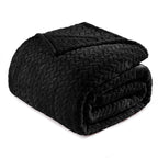 Exclusivo Mezcla Black Fleece Queen Size Blanket For Bed, 90X90 Inches Soft Cozy 3D Decorative Jacquard Flannel Blankets, Lightw