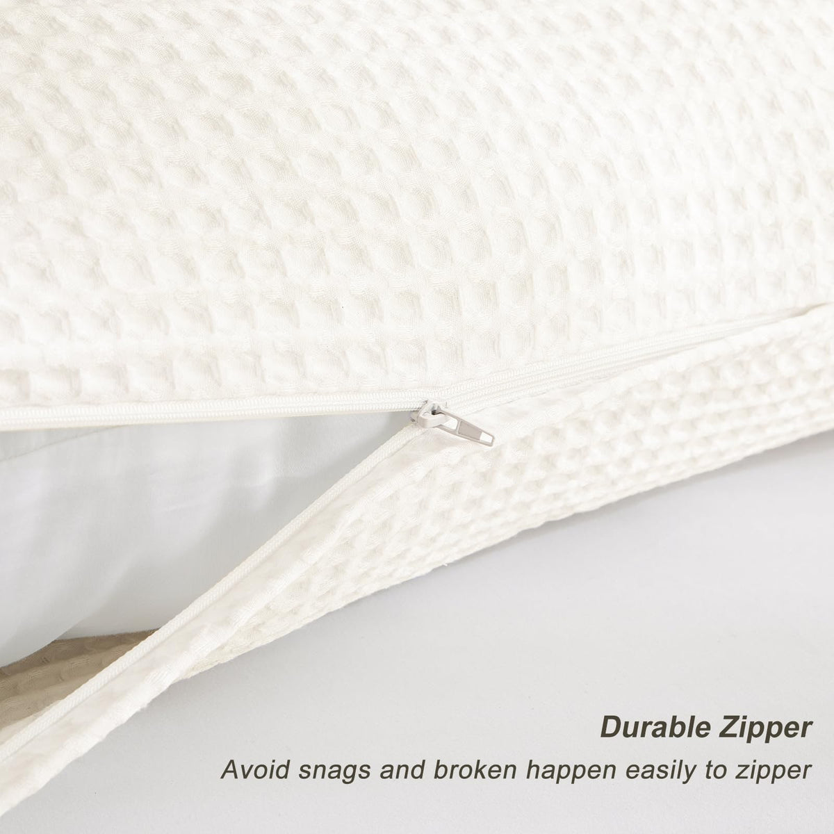 Phf Ultra Soft Waffle Weave Body Pillowcase 20' X 54', No Insert, Breathable & Skin-Friendly Body Pillow Sham With Zipper, Decorative Waffle Weave Body Pillow Cover, Coconut White