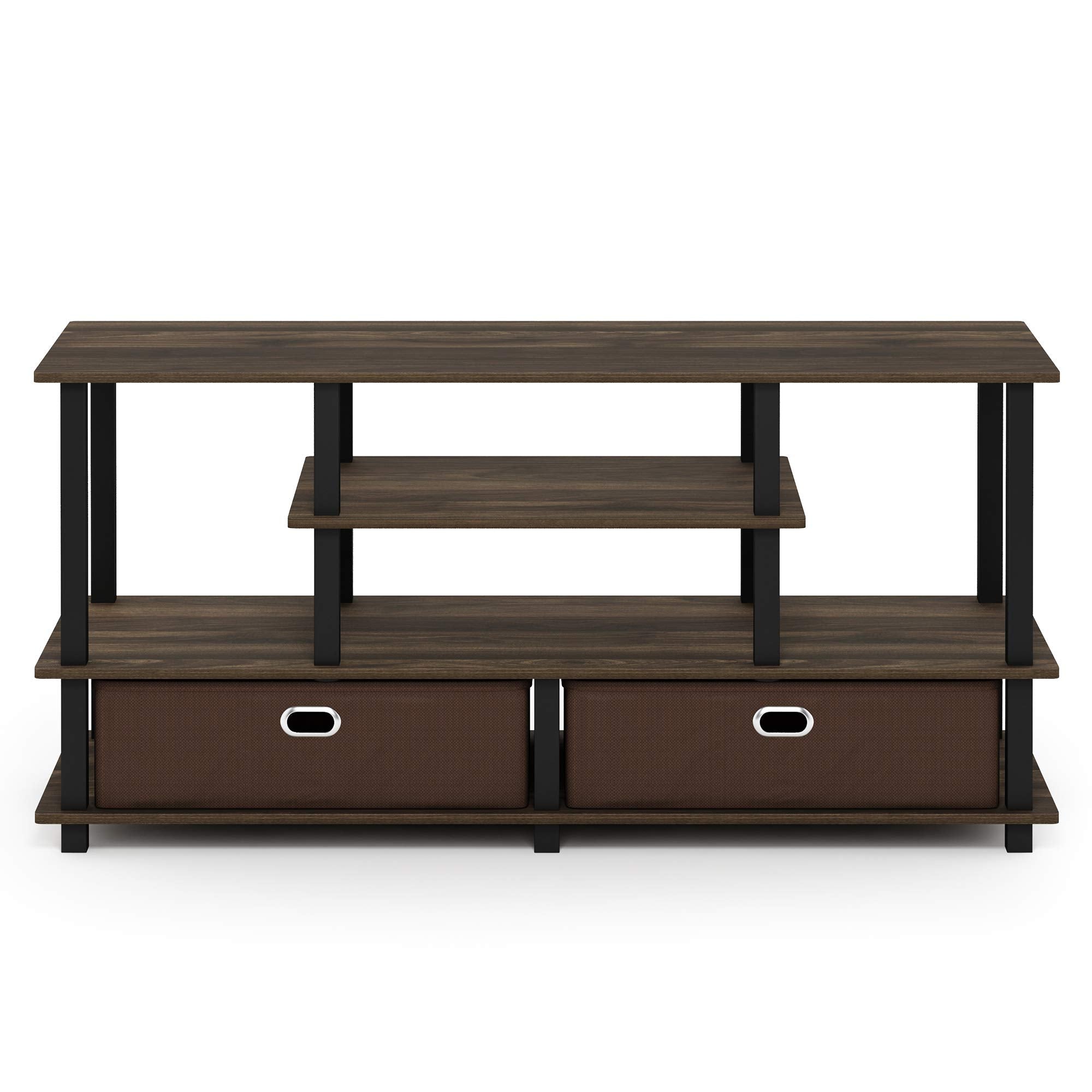 Furinno Jaya Large Stand For Up To 50-Inch Tv, Columbia Walnut/Black/Dark Brown