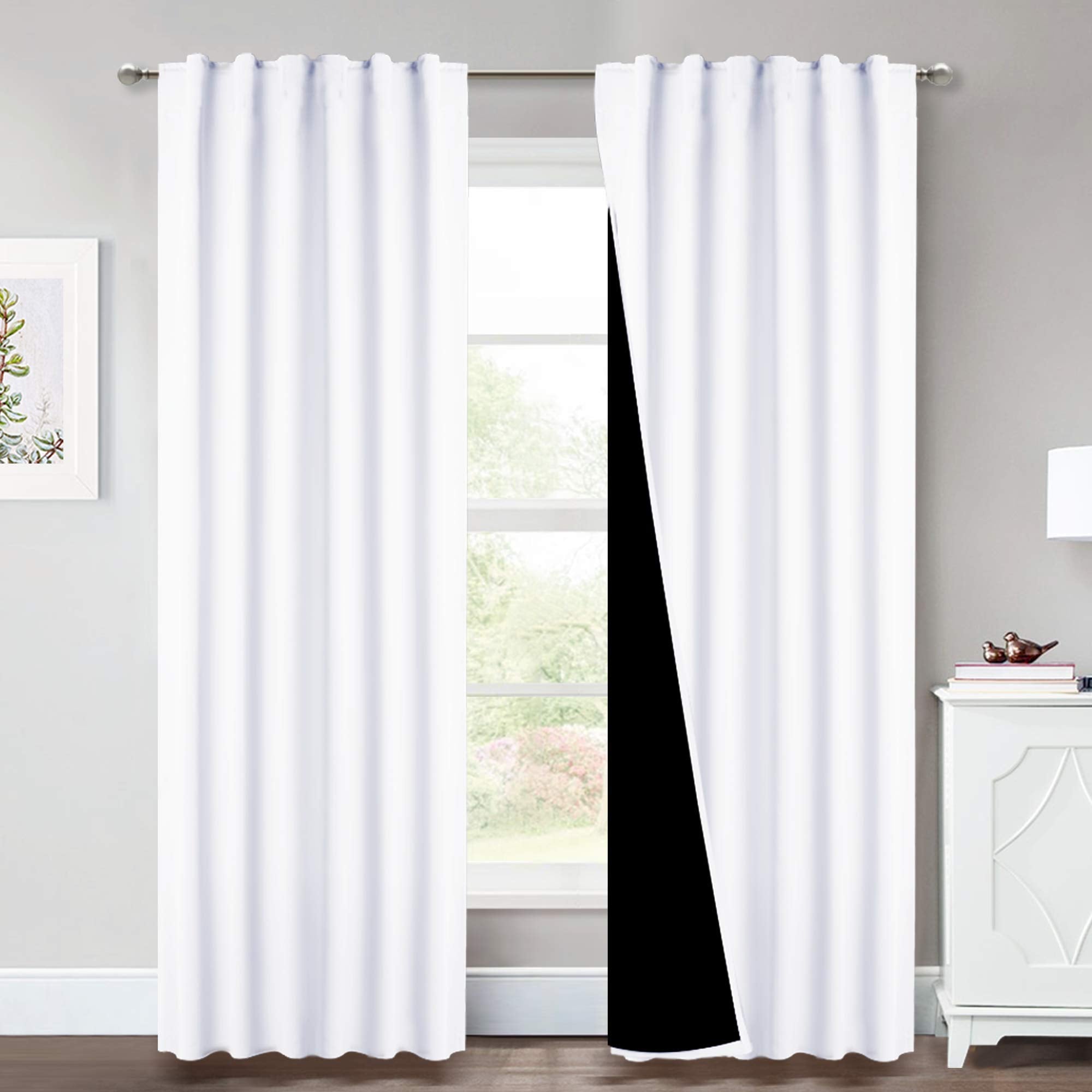 Nicetown Full Shading Curtains, Super Heavy-Duty Black Lined Blackout Drapes With Rod Pocket & Back Tab For Bedroom, Privacy Ass