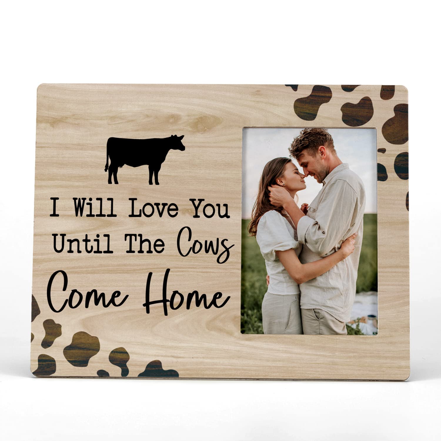 FONDCANYON I Will Love You Until The Cows Come Home Picture Photo Frame,Couples Love Picture Frames,Valentine Wedding Gifts For 