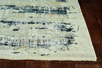 HomeRoots Shrink Polyester 9’ x 13’ Blue White Distressed Traditional Area Rug