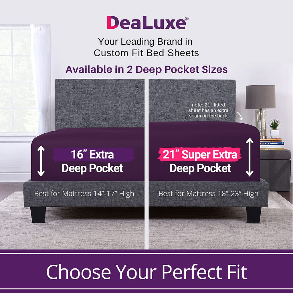 Dealuxe 21'' Sheet Set - Twin 3 Piece Set - Purple (Royal Grape)