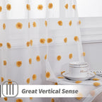 MYSKY HOME Sheer Curtains Pom Pom Burnt Orange Polyester 52" x 63" Set of 2