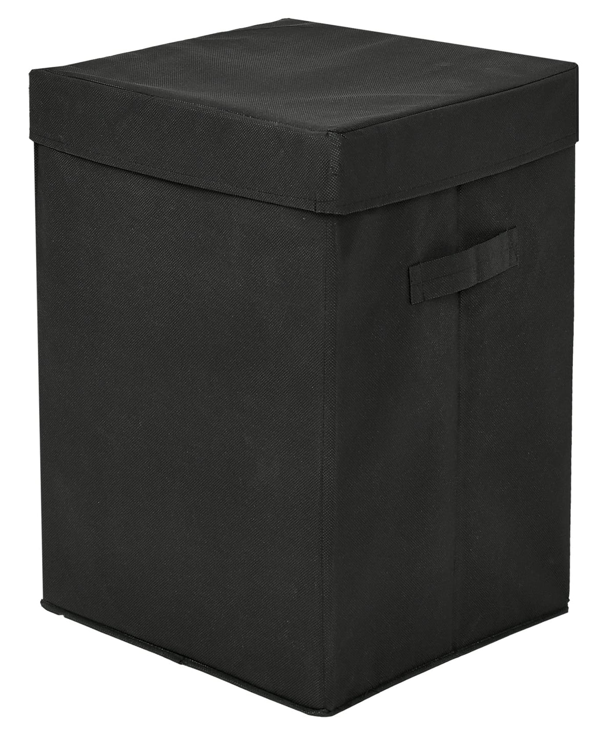 Kuber Industries NonWoven Foldable Large Laundry basket/Hamper With Lid & Handles (Black)44KM0189