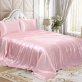 Homiest 5Pcs Satin Split King Sheets Sets For Adjustable Bed, Luxury Silky Satin Bedding Set With Deep Pocket, 2 Fitted Sheets + 1 Flat Sheet + 2 Pillowcases (Split King Size, Blush Pink)