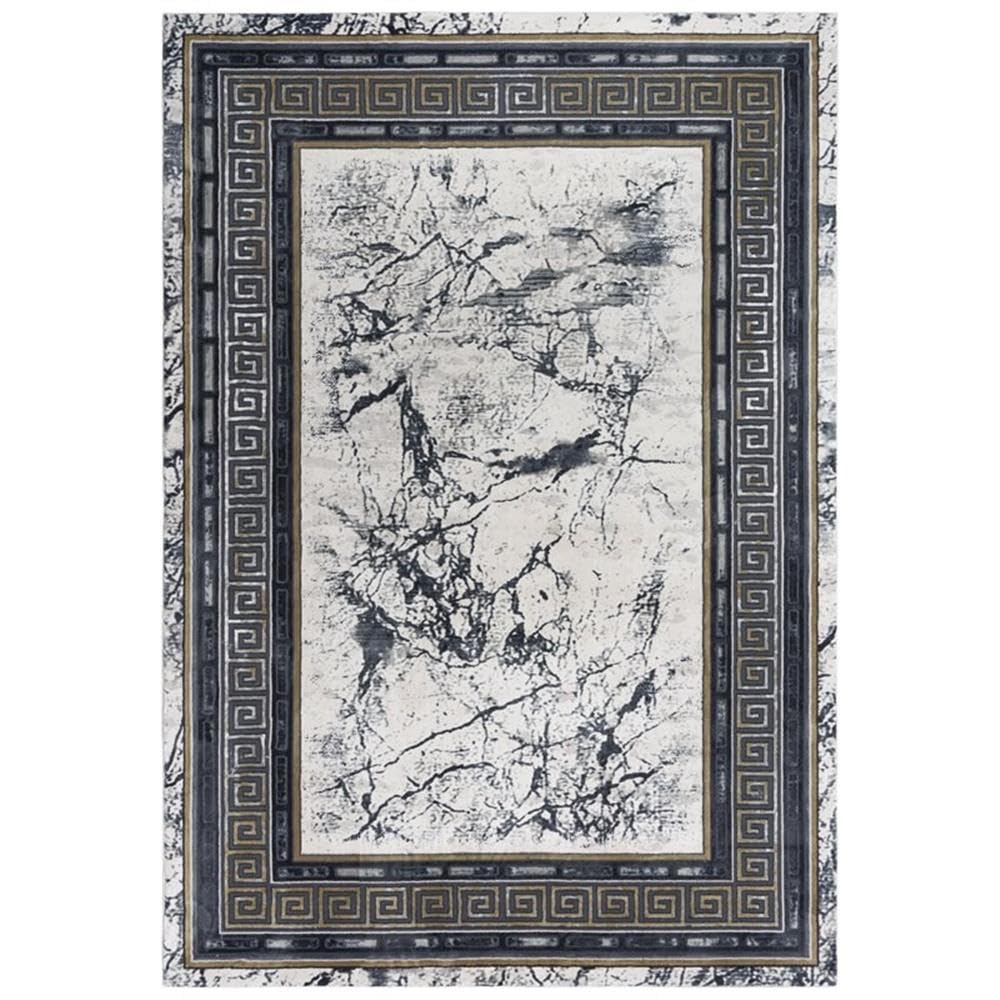 Spring 7'10" X 9'10" Abstract Black/Beige/Black/Gray/Brown Power-Loom Rug