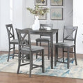 Lumisol 5 Piece Counter Height Dining Table Set For 4, Farmhosue Wood Kitchen Table Set With 4 Upholstered Chairs For Kitchen, D
