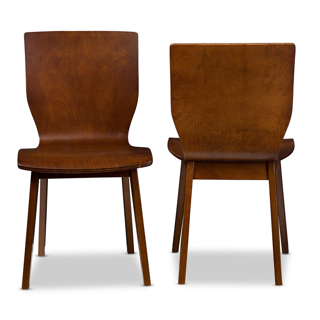 Baxton Studio Elsa Dining Chair Scandinavian Style Dark Walnut Bent Wood Dining Chair
