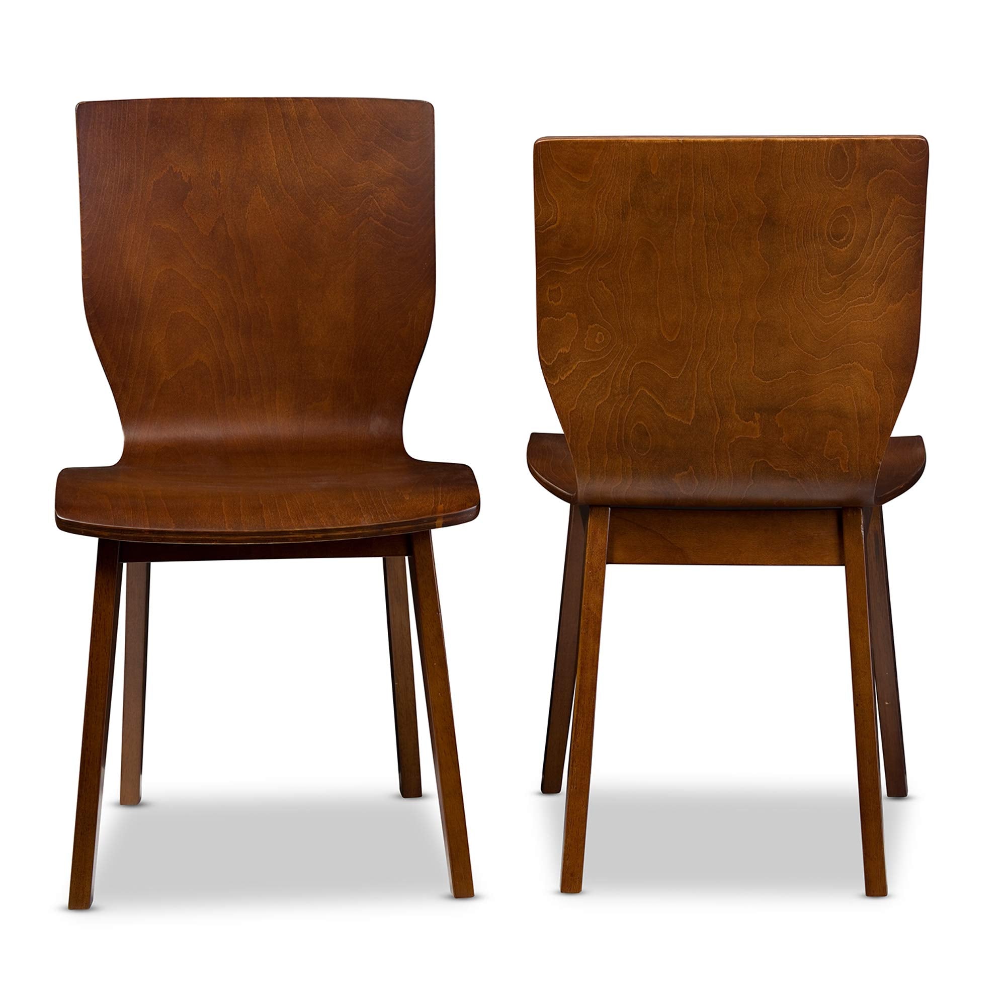 Baxton Studio Elsa Dining Chair Scandinavian Style Dark Walnut Bent Wood Dining Chair