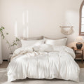 Warm Moment Off White Duvet Cover Super Queen Size 100% Washed Cotton Bedding Set Cover 1 Duvet Cover Zipper Closure And 2 Pillo