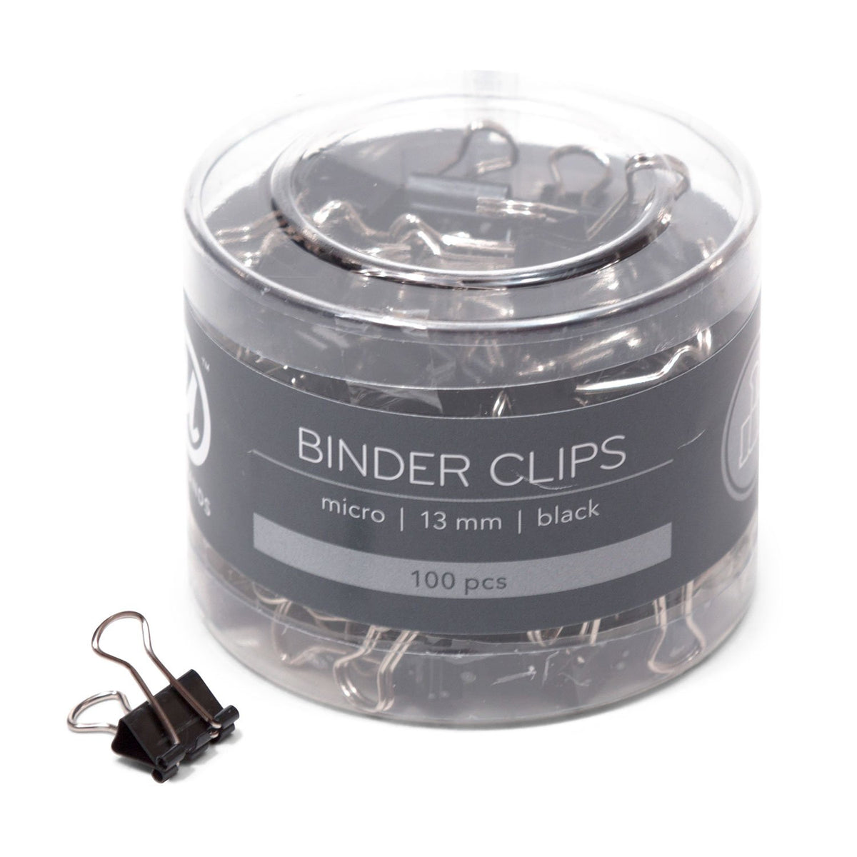 U Brands Binder Clips, Micro 1/2-Inch Width, 1/5-Inch Paper Holding Capacity, Black And Silver Steel, 100-Count - 650U08-24
