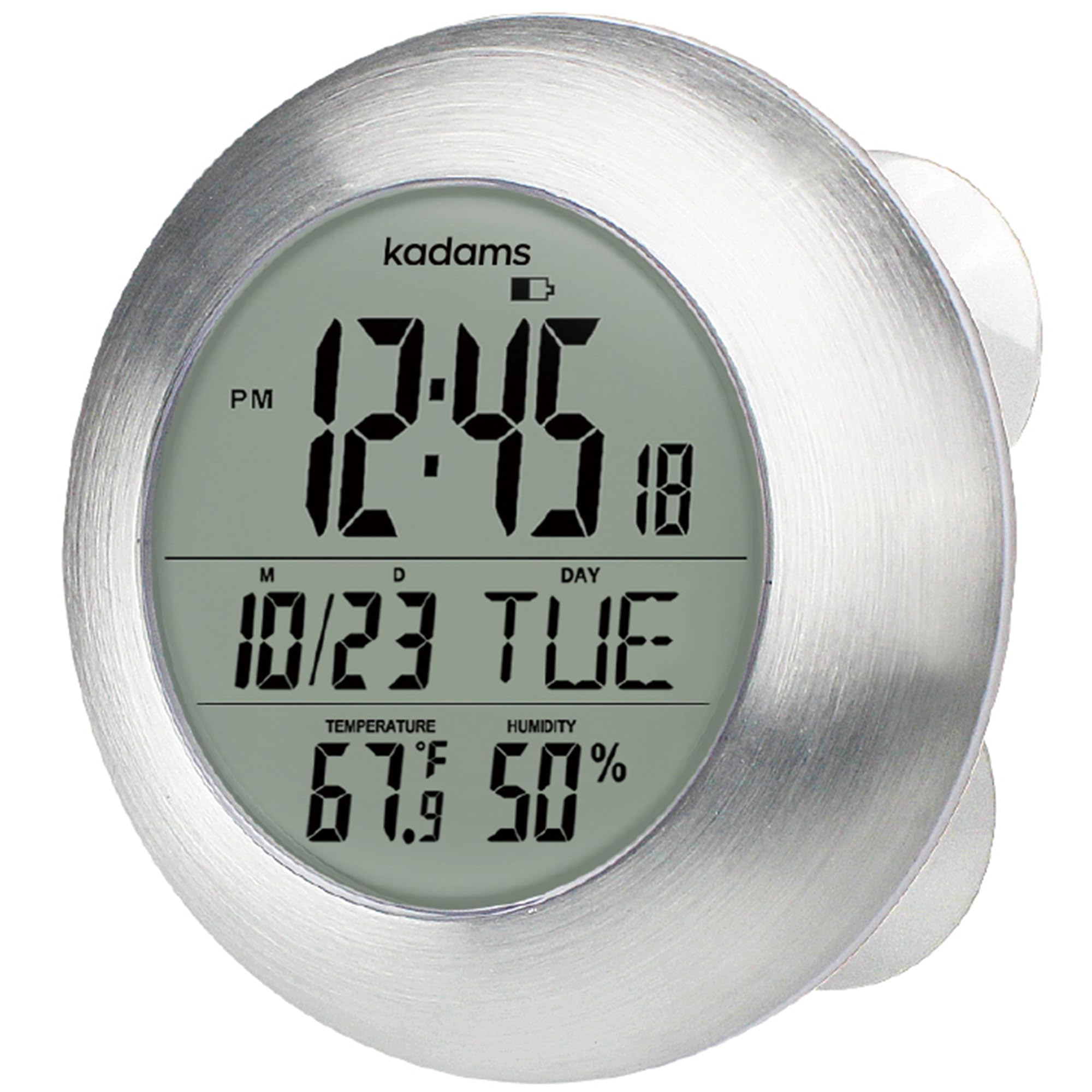 KADAMS Bathroom Shower Digital Wall Clock Large LCD Screen - Kitchen Clock - Water Resistant Timer - Seconds Counter - Temperatu