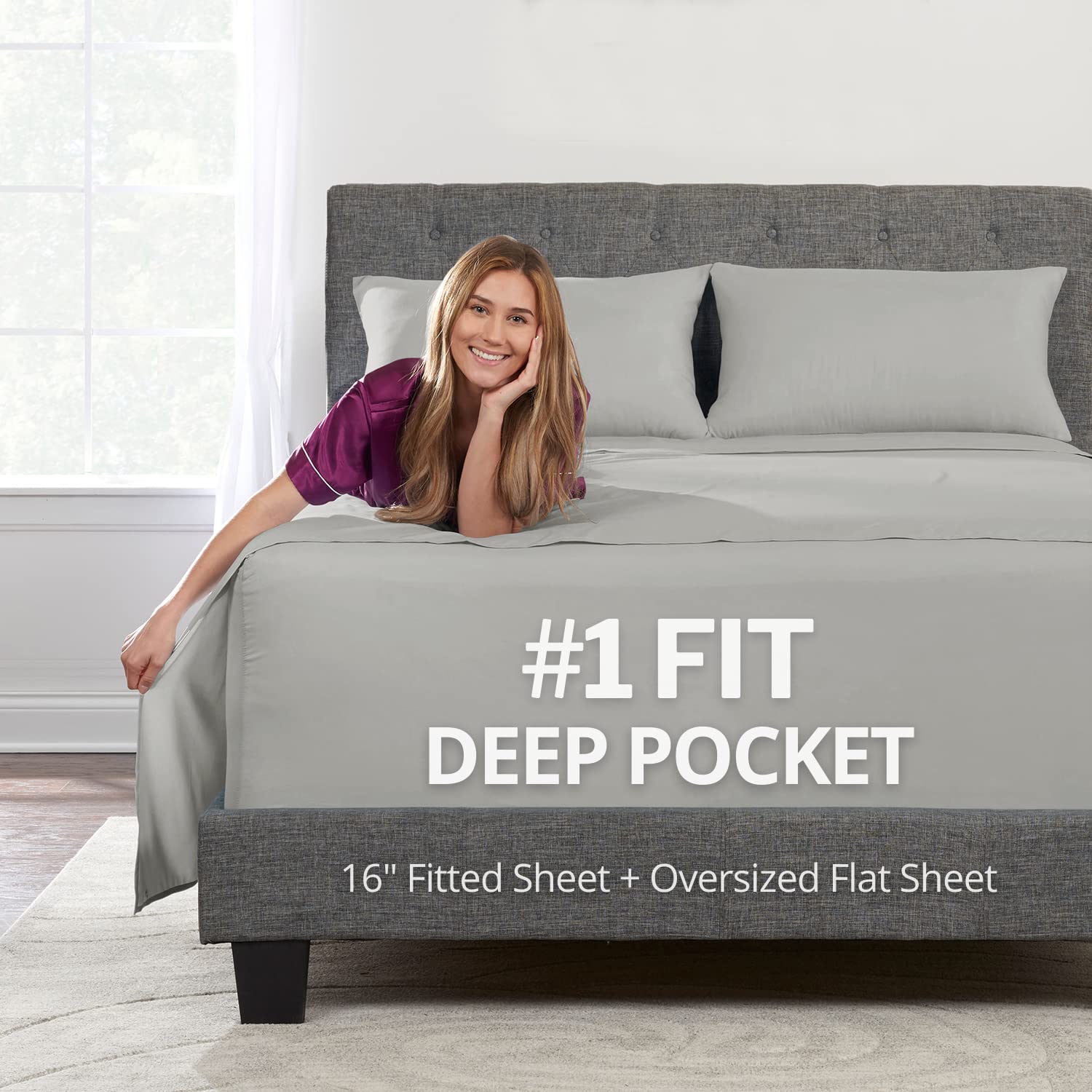 Deep Pocket Queen Bed Sheets - 4-Piece Includes: Real 16    Inch Extra Deep Pocket Fitted Sheet [Best-Fit For 14   -18 Mattress]