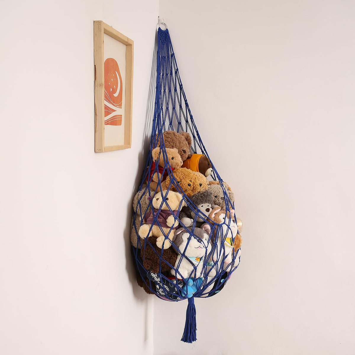 Amdermi Stuffed Animal Storage Toy Hammock Corner Hanging Net for Stuff Animal Storage Macrame Toy Display Plushie Toy Holder-Wa