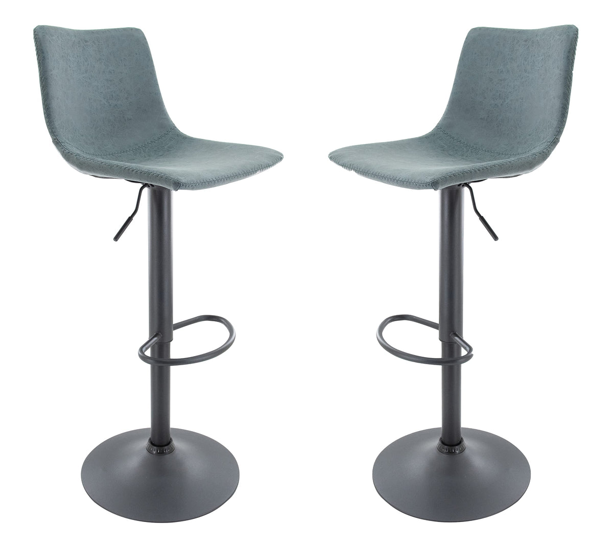 Leisuremod Tilbury Modern Adjustable Height Bar Stool Kitchen Island Stools With Footrest & 360Degree Swivel Set Of 2 (Peacock