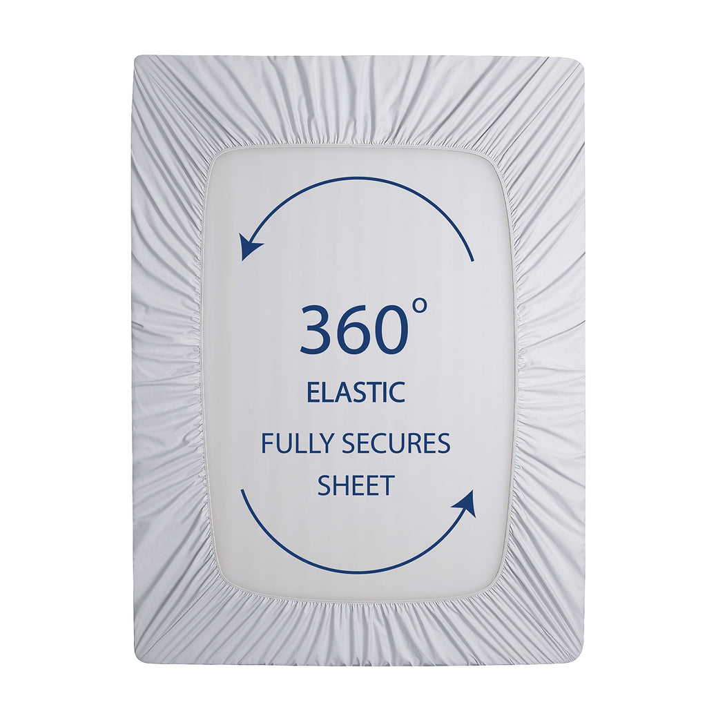 Cathay Home Twin Fitted Sheet - Double Brushed Ultra Soft – Wrinkle & Fade Resistant - 14' Standard Pocket Fitted Sheet Only - Good Fit For 12'-16' Deep Mattress (Twin, White)