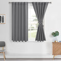Hiasan Grey Blackout Curtains 54 inch Long, Light Blocking Thermal Insulated Rod Pocket & Back Tab Gray Drapes Sewn with Tieback