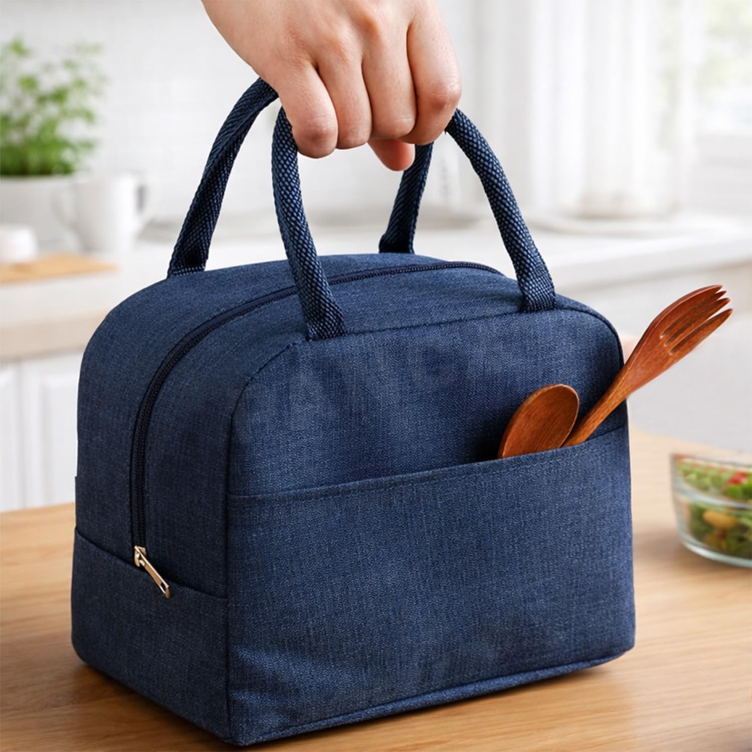 Panca Travel Lunch Tiffin Bag 6 Liters For Office, College & School | Cotton Lunchbox Carry Bag With Zip | Lightweight Reusable 