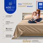 Thread Spread Full Size Sheets Cotton - 400 Thread Count 4 Pc 100% Cotton Full Size Sheet Sets, 16?Deep Pocket Full Size Sheets Set, Cooling Full Sheet Set, Luxury Hotel Sheets & Pillowcases (Taupe)