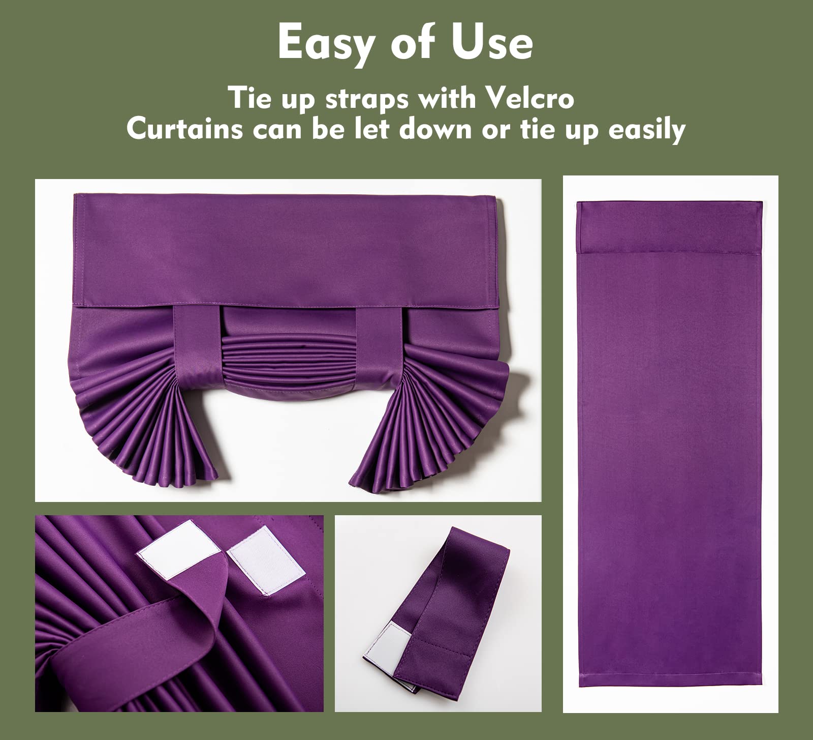 Pi Blackout French Door Curtain,Door Window Shade Privacy Thermal Insulated Long Door Curtain For Glass Door/Sliding Door/Tie Up Shade 1 Panel (W26Xl80,Royal Purple)