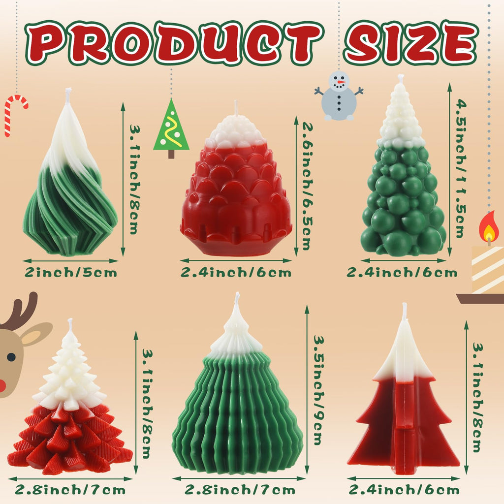 Mtlee 6 Pieces Christmas Soy Candles Scented Candles Winter Christmas Tree Cone Candles Home Decor Pinecone Candle Handmade Wax