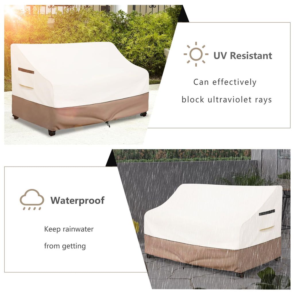 Solotoo Patio Furniture Covers Waterproof 3-Seater Sofa Cover,85 Inshes Outdoor Couch Cover,Patio Loveseat Cover (Beige)