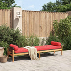vidaXL Patio Bench with Cushion - Outdoor Loveseat, Brown Poly Rattan, Acacia, Weather-Resistant, 85" x 21.9" x 18.9"