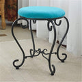 International Caravan Round Iron Vanity Stool, Aqua Blue