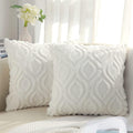 Decoruhome Decorative Throw Pillow Covers 22X22, Soft Plush Faux Wool Couch Pillow Covers For Home, Set Of 2,Cream Beige
