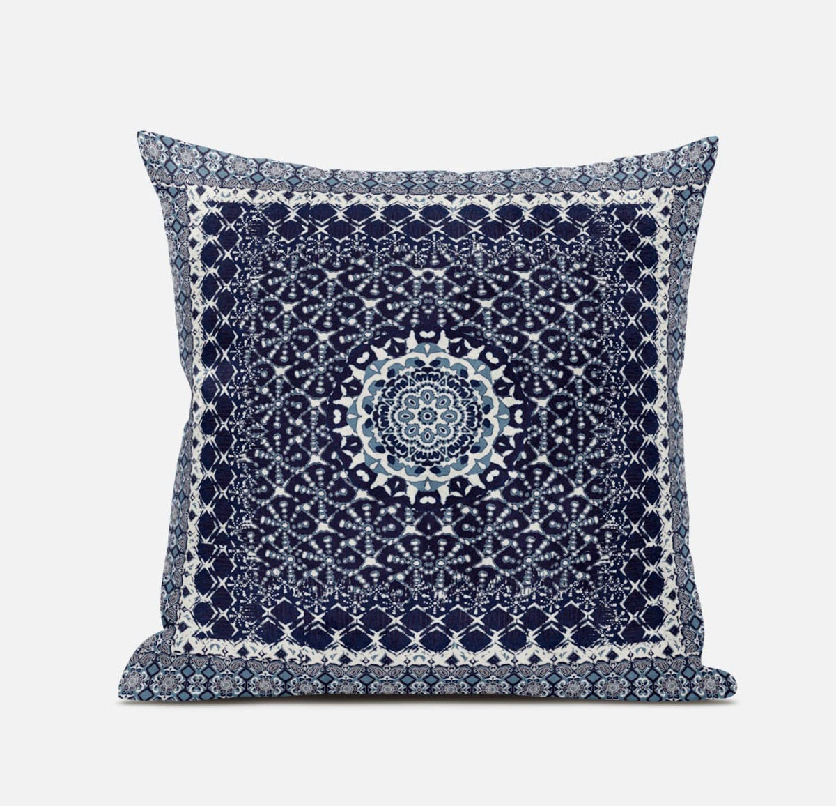 HomeRoots Sea Green Red 20â€ Indigo Blue Holy Floral Zippered Suede Throw Pillow