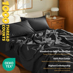 Shilucheng 100% Egyptian Cotton Sheets Set - 1000 Thread Count,Luxury Cotton Bed Sheets,Breathable & Cooling Bedding And Pillow Cases, 16 Inch Deep Pocket - 4 Piece (Black, Full)