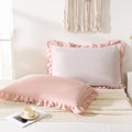Merryword Pink Pillow Shams Beige And Pink Reversible King Pillowcases Cute Pillow Cover Set Of 2 Soft Shabby Chic Ruffled Pillo