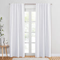 PONY DANCE Living Room Curtains - 42 W x 90 L, Pure White Long Blackout Panels Set Window Treatments Thermal Insulated Light Blo