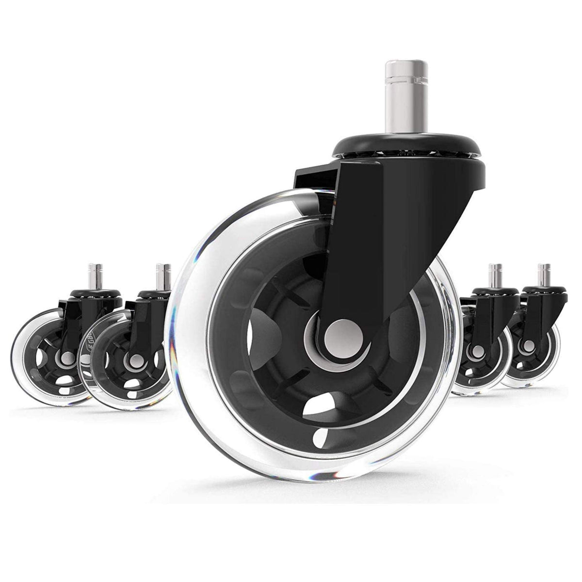 Gbl 5 X Office Chair Caster Wheels Replacement  Universal Quiet & Smooth Rollerblade Rubber Wheels  Safe For All Floor Types