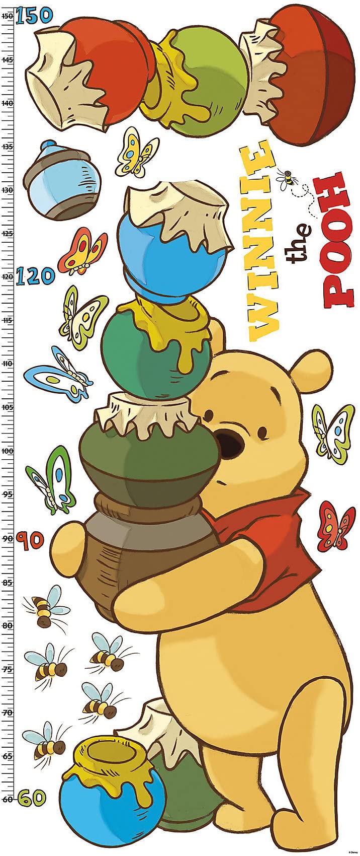 RoomMates Growth Chart RMK1501GC: Winnie Pooh Peel & Stick Inches