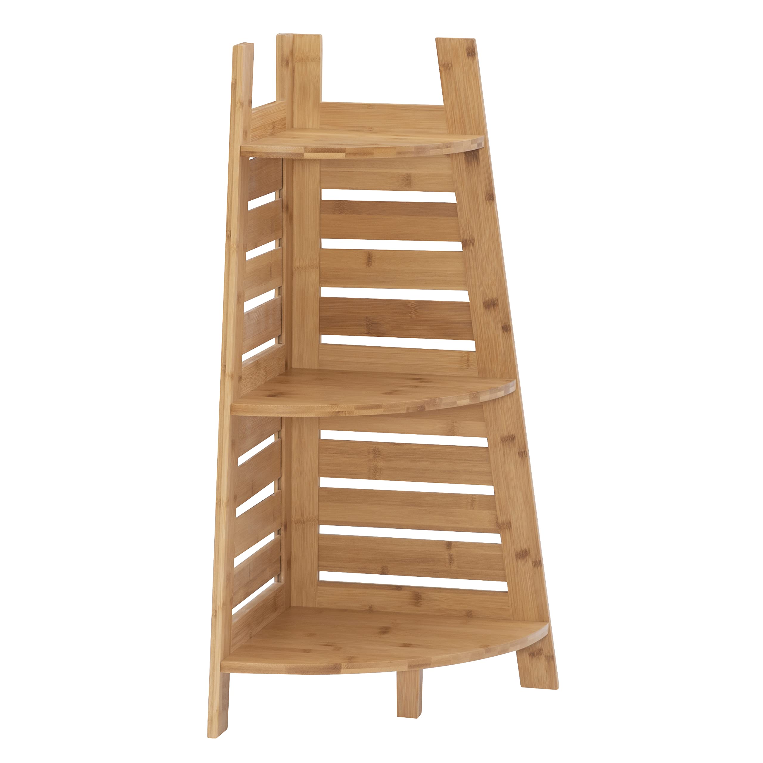 Linon Amzn0326 Finn Bamboo Bathroom Corner Shelf, Brown