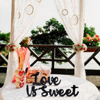 Kathfly Love Is Sweet Table Decor Hollow Love Sign Wooden Love Is Sweet Sign For Dessert Table Freestanding Love Wood Sign Love