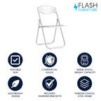 Flash Furniture HERCULES Series 500 lb. Capacity Heavy Duty White Plastic Folding Chair with Built-in Ganging Brackets